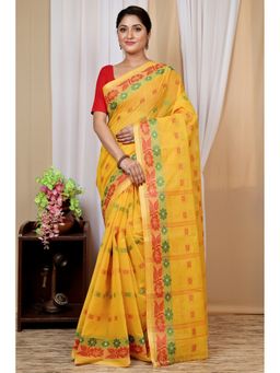 DipDiya - Yellow Pure Cotton Woven Saree Without Blouse