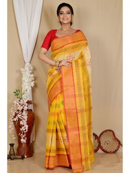 DipDiya - Yellow Pure Cotton Woven Saree Without Blouse