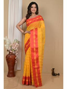 DipDiya - Yellow Pure Cotton Woven Saree Without Blouse