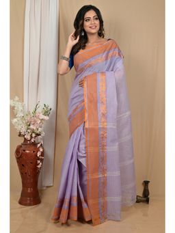 DipDiya - Lavender Pure Cotton Woven Saree Without Blouse