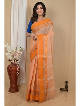 DipDiya - Orange Pure Cotton Woven Saree Without Blouse