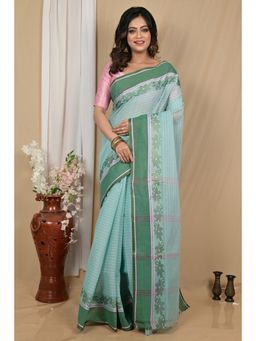 DipDiya - Green Pure Cotton Woven Saree Without Blouse