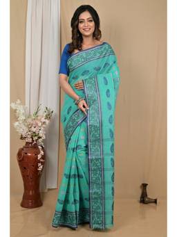 DipDiya - Green Pure Cotton Woven Saree Without Blouse