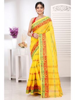 DipDiya - Yellow Pure Cotton Woven Saree Without Blouse