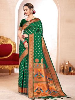 Anaita - Green Woven Banarasi Silk Saree with Unstitched Blouse