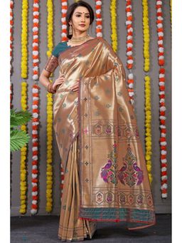 Anaita - Green Floral Woven Pure Silk Banarasi Saree with Unstitched Blouse