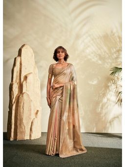 Anaita - Cream Ombre-Dyed Handloom Khadi Silk Saree with Unstitched Blouse