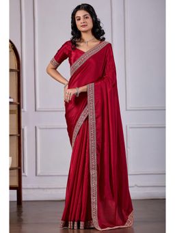 RAAG VARNAM - Maroon Saree with Unstitched Blouse