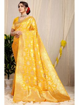 Anaita - Yellow Woven Design Pure Silk Banarasi Saree with Unstitched Blouse