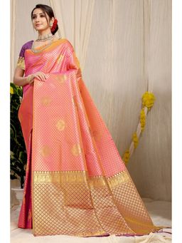Anaita - Peach Woven Design Pure Silk Banarasi Saree with Unstitched Blouse