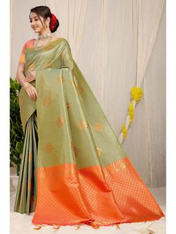 Anaita - Green Woven Design Pure Silk Banarasi Saree with Unstitched Blouse