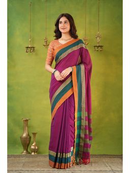 RAAG VARNAM - Pink Narayanpet Cotton Saree with Unstitched Blouse