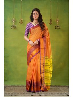 RAAG VARNAM - Mustard Narayanpet Cotton Saree with Unstitched Blouse