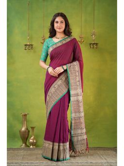 RAAG VARNAM - Pink Narayanpet Cotton Saree with Unstitched Blouse