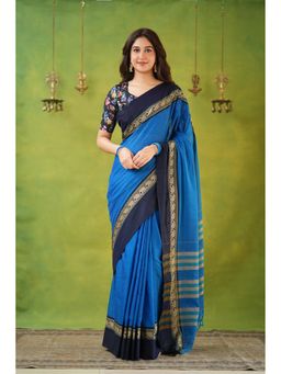 RAAG VARNAM - Sky Blue Narayanpet Cotton Saree with Unstitched Blouse