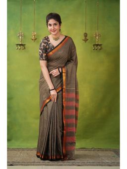 RAAG VARNAM - Grey Narayanpet Cotton Saree with Unstitched Blouse