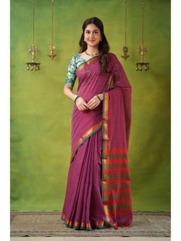 RAAG VARNAM - Pink Narayanpet Cotton Saree with Unstitched Blouse