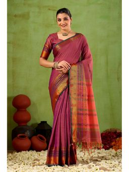 RAAG VARNAM - Raag Varnm Pink Narayanpet Cotton Saree with Unstitched Blouse