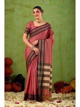 RAAG VARNAM - Pink Narayanpet Cotton Saree with Unstitched Blouse