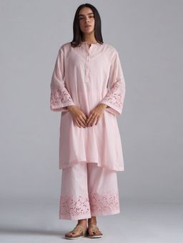 Ganga Fashions - Crystal Pink Mul-Mul Co-Ord Set