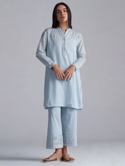 Ganga Fashions - Chalk Blue Mul-Mul Co-Ord Set