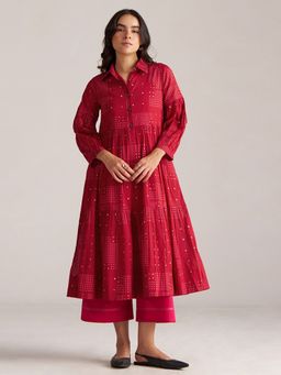 Ganga Fashions - Samba Red Cotton Co-Ord Set