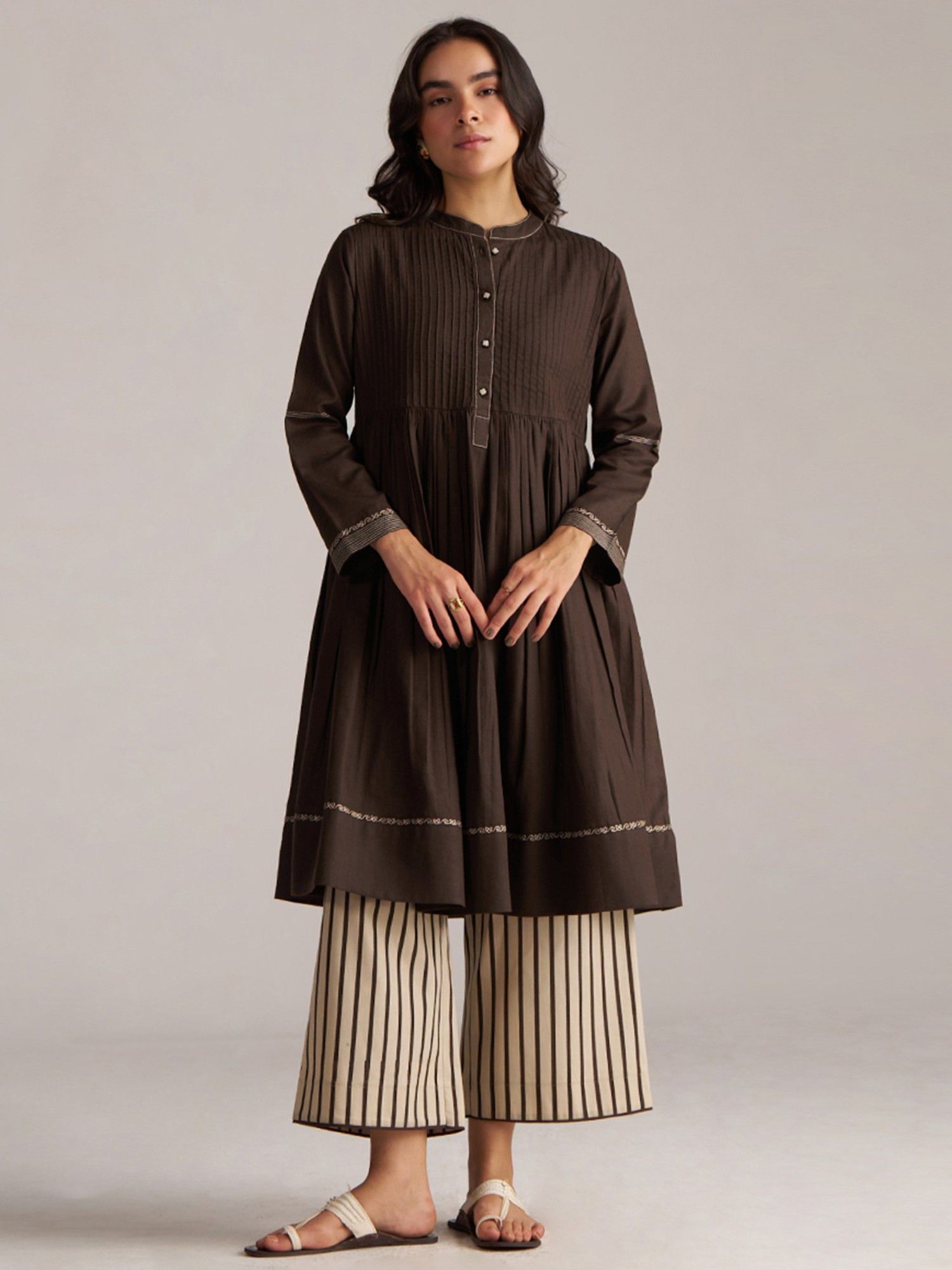 ganga fashions Dark Chocolate Brown Co-Ord Set-picture-39