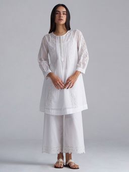 Ganga Fashions - White Mul-Mul Co-Ord Set