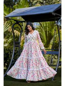 Anastay Clothing - Off White Cotton Multi Tier Dress