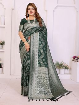 Anaita - Green Premium Georgette Silk Saree with Unstitched Blouse