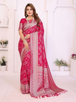 Anaita - Pink Premium Georgette Silk Saree with Unstitched Blouse