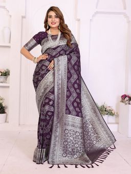 Anaita - Purple Premium Georgette Silk Saree with Unstitched Blouse