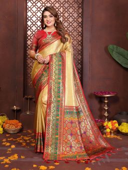 Anaita - Gold Zari Woven Banarasi Tissue Silk Saree with Unstitched Blouse