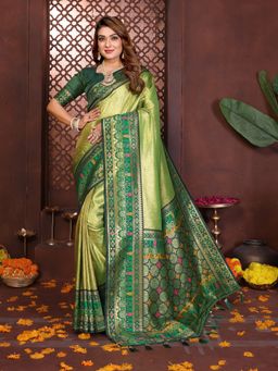 Anaita - Green Zari Woven Banarasi Tissue Silk Saree with Unstitched Blouse