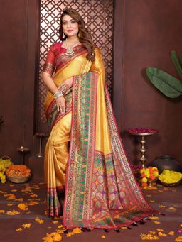 Anaita - Yellow Zari Woven Banarasi Tissue Silk Saree with Unstitched Blouse