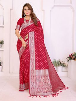 Anaita - Pink Premium Georgette Silk Tassels Saree with Unstitched Blouse