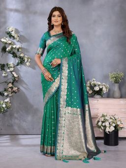 Anaita - Green Gala Weaving Premium Banarasi Tissue Silk Saree with Unstitched Blouse
