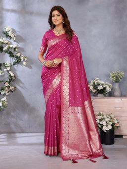 Anaita - Magenta Gala Weaving Premium Banarasi Tissue Silk Saree with Unstitched Blouse