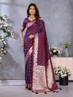 Anaita - Maroon Gala Weaving Premium Banarasi Tissue Silk Saree with Unstitched Blouse