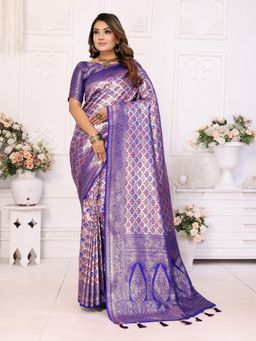 Anaita - Lavender Banarasi Chaturi Silk with Weaving Saree with Unstitched Blouse