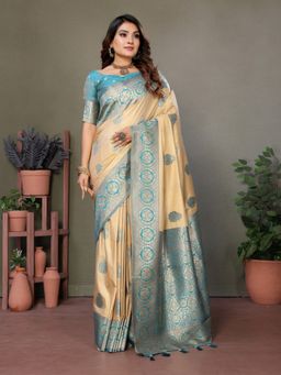 Anaita - Light Blue Viscose Silk Butties Weaving Saree with Unstitched Blouse