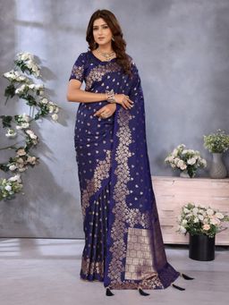 Anaita - Purple Premium Banarasi Tissue Silk Gala Weaving Work Saree with Unstitched Blouse