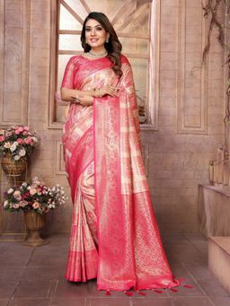 Anaita - Pink Silk Woven Saree with Unstitched Blouse