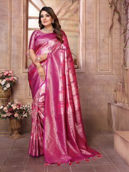 Anaita - Purple Silk Woven Saree with Unstitched Blouse