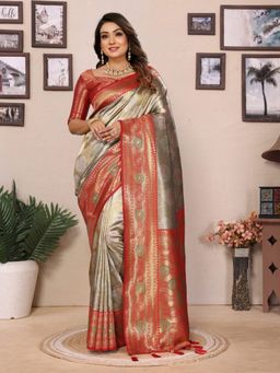 Anaita - Green Tissue Woven Saree with Unstitched Blouse