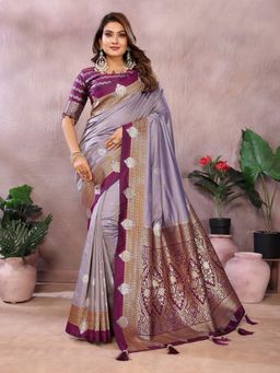 Anaita - Lavender Silk Woven Saree with Unstitched Blouse