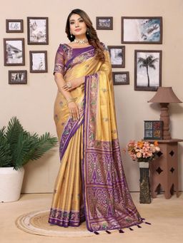 Anaita - Gold Tissue Woven Saree with Unstitched Blouse