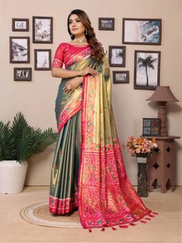 Anaita - Green Tissue Woven Saree with Unstitched Blouse