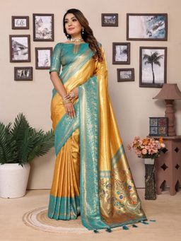 Anaita - Gold Tissue Woven Saree with Unstitched Blouse