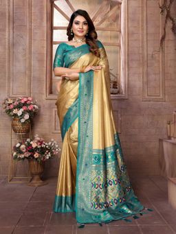 Anaita - Gold Tissue Woven Saree with Unstitched Blouse